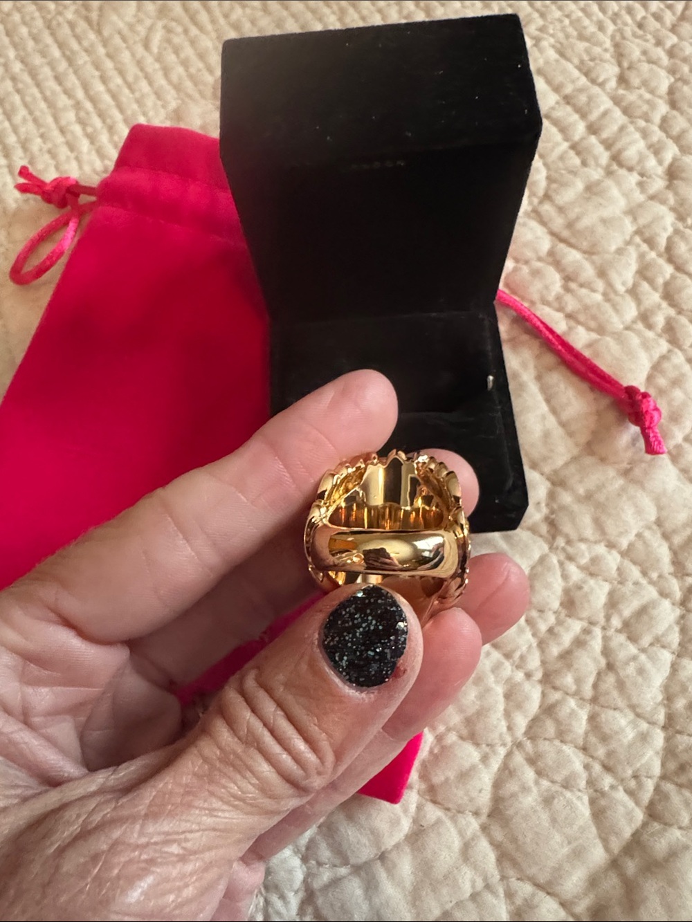 Kurt Geiger Multicolor Stone Eagle Head Ring with Gold Tone Size 7 - Picture 6 of 6